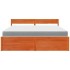 Cama con cajones y colchón madera maciza pino marrón 180x200