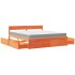 Cama con cajones y colchón madera maciza pino marrón 180x200