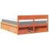 Cama con cajones y colchón madera maciza pino marrón 140x200