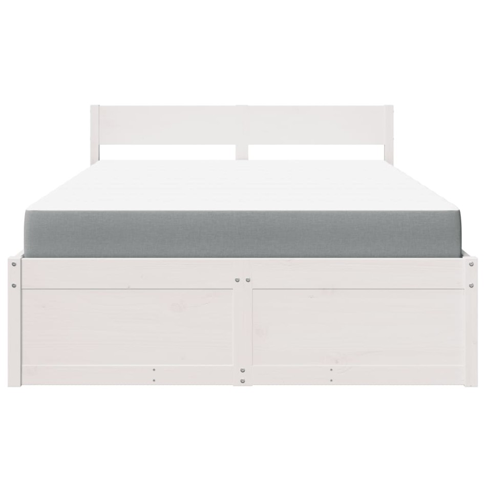 Cama con cajones y colchón madera maciza pino blanco 120x200