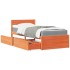 Cama con cajones y colchón madera pino marrón cera 90x190