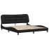 Estructura cama LED sin colchón cuero sintético negro