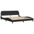 Estructura cama LED sin colchón cuero sintético negro
