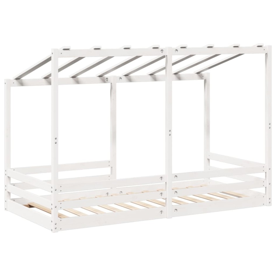 Cama infantil con techo madera maciza pino blanca 90x200