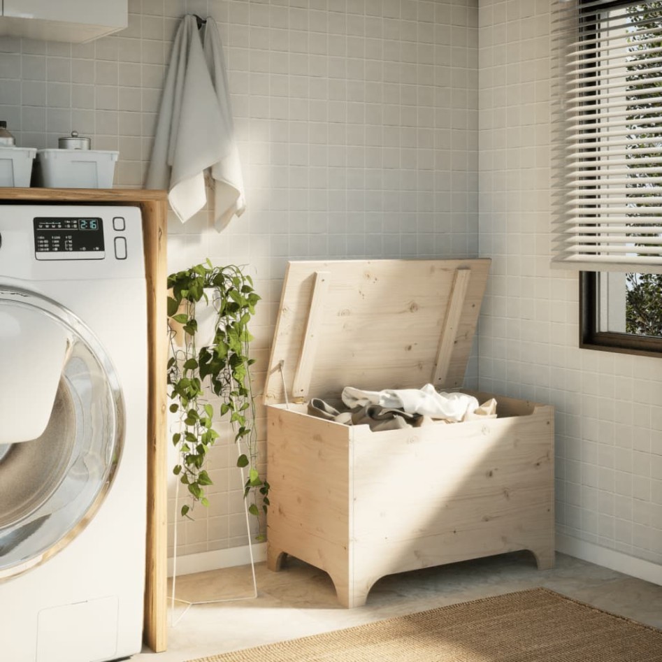 Caja de almacenaje con tapa RANA madera maciza pino 80x49x54