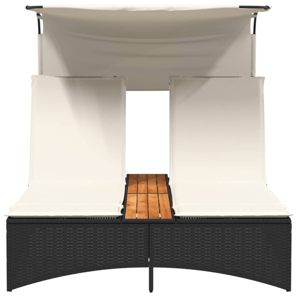 Tumbona doble con capota y cojines ratán sintético