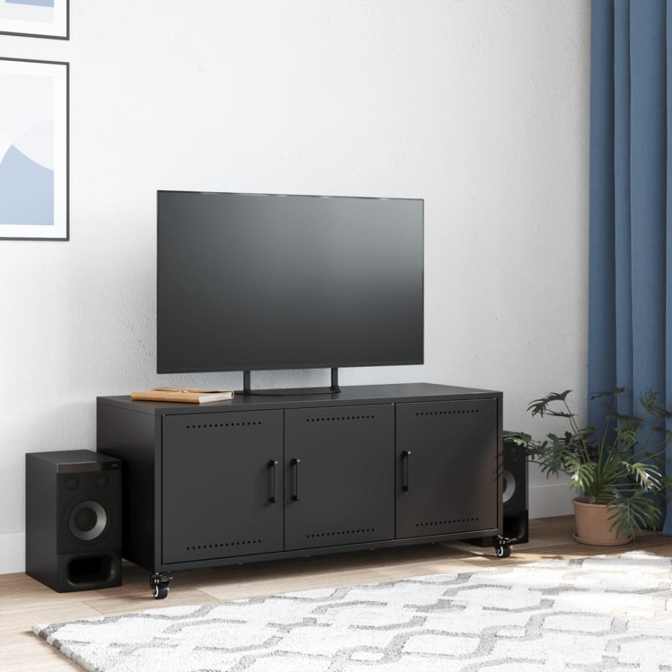 Mueble para TV acero negro 100,5x39x43,5