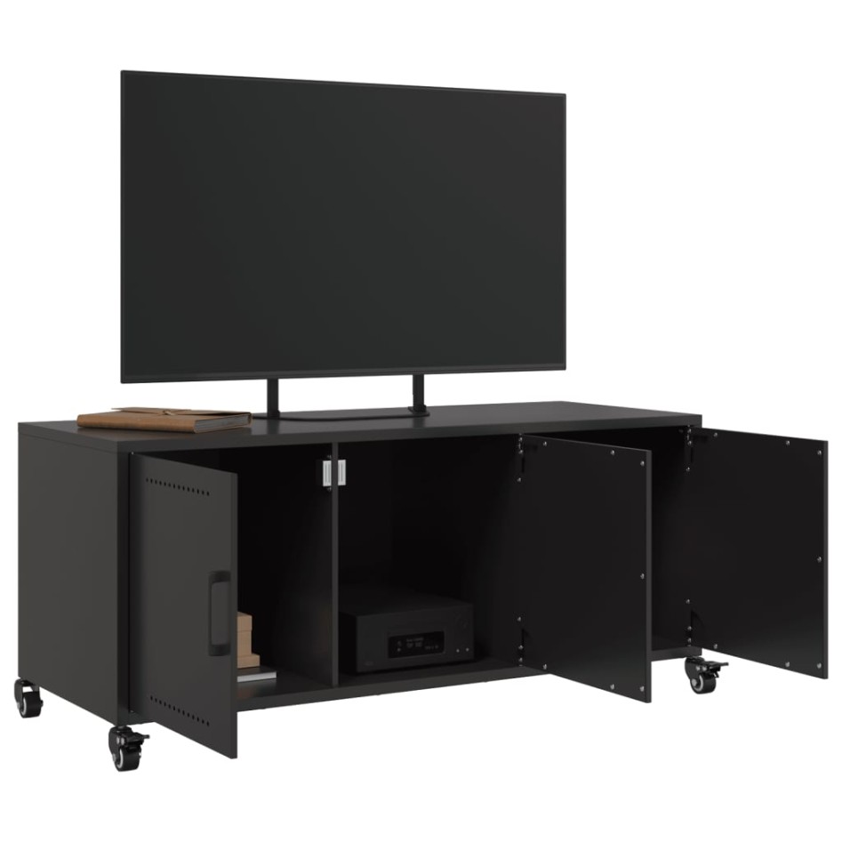 Mueble para TV acero negro 100,5x39x43,5