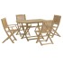 Juego de comedor de jardín 5 piezas madera maciza de