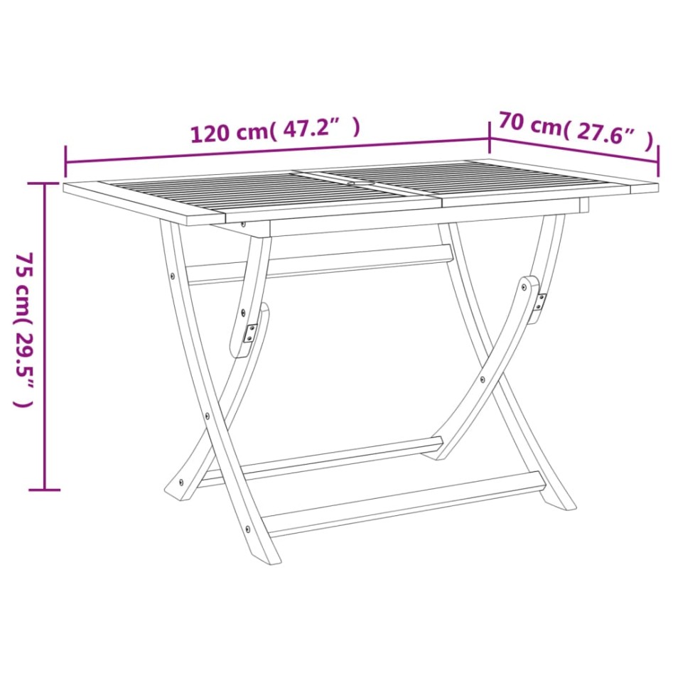 Juego de comedor de jardín 5 piezas madera maciza de