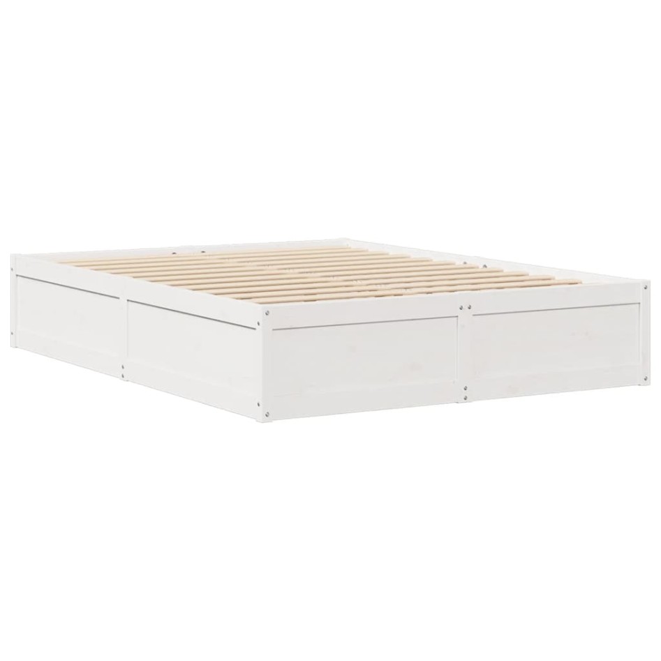 Estructura de cama sin colchón madera de pino blanca 140x190