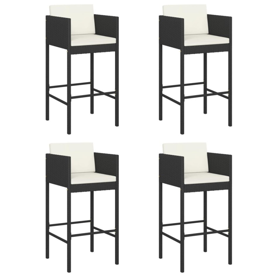 Taburetes de cocina con cojines 4 uds ratán sintético