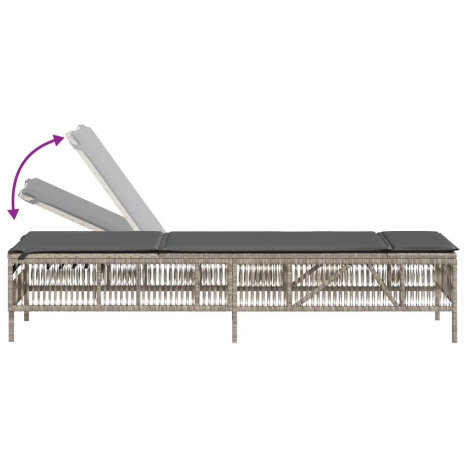 Tumbona con cojín ratán sintético gris