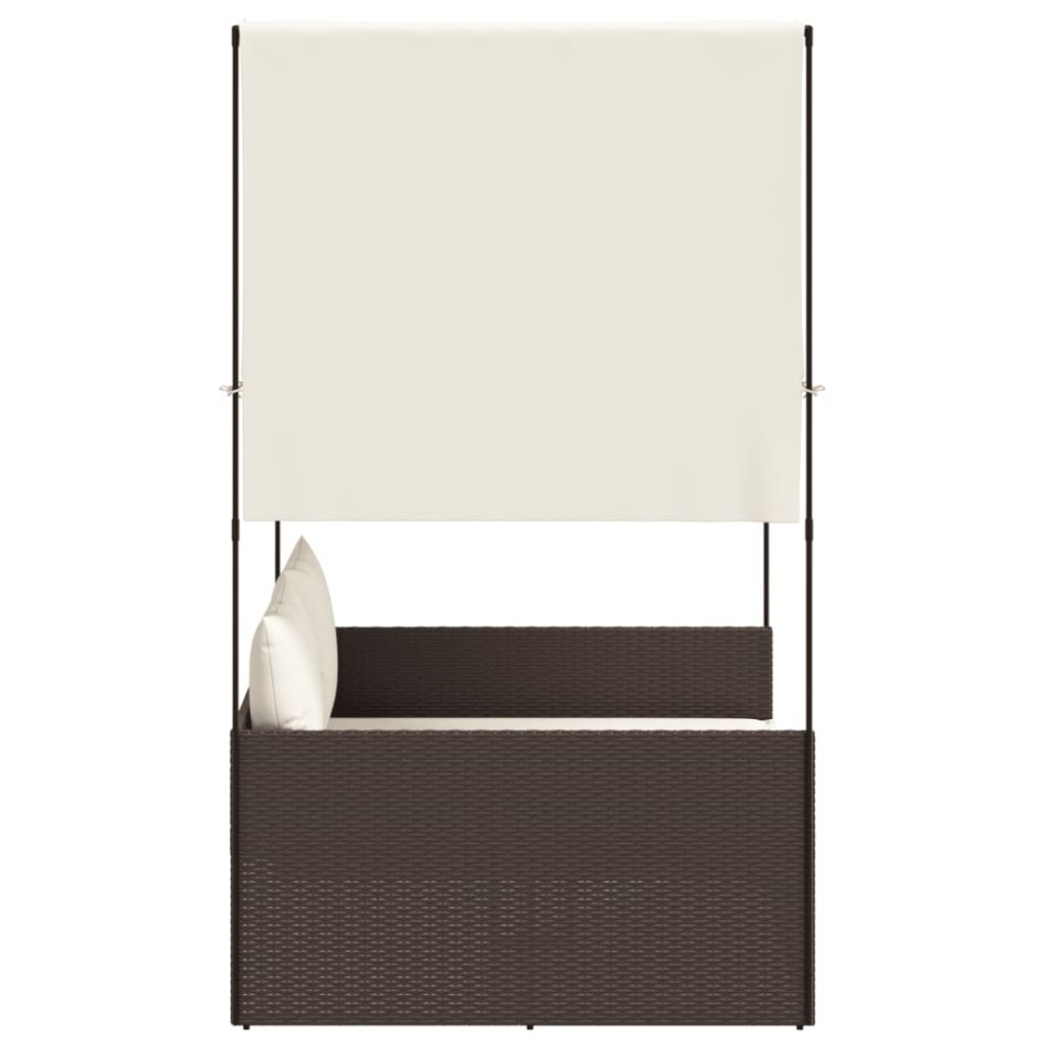 Tumbona doble con techo y cortinas ratán sintético