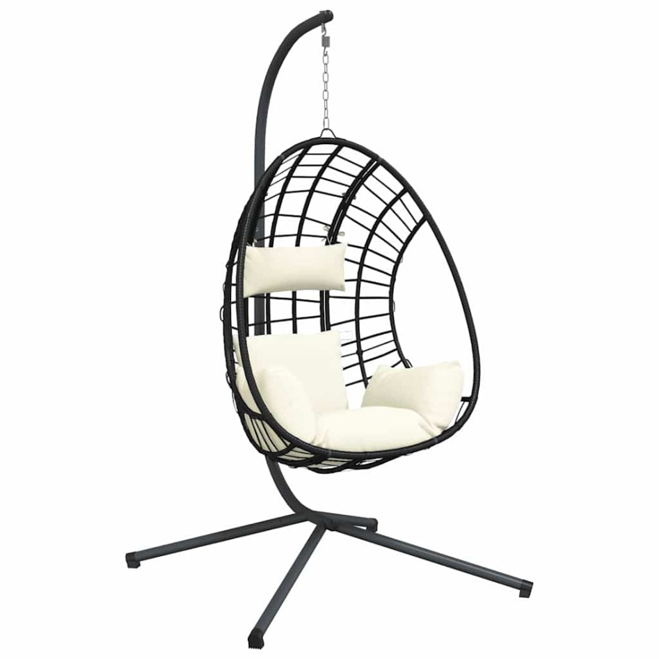 Silla colgante huevo con soporte ratán y acero