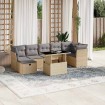 Set de sofás de jardín y cojines 8 piezas ratán sintético beige