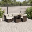 Set sofás de jardín 8 piezas y cojines ratán sintético marrón