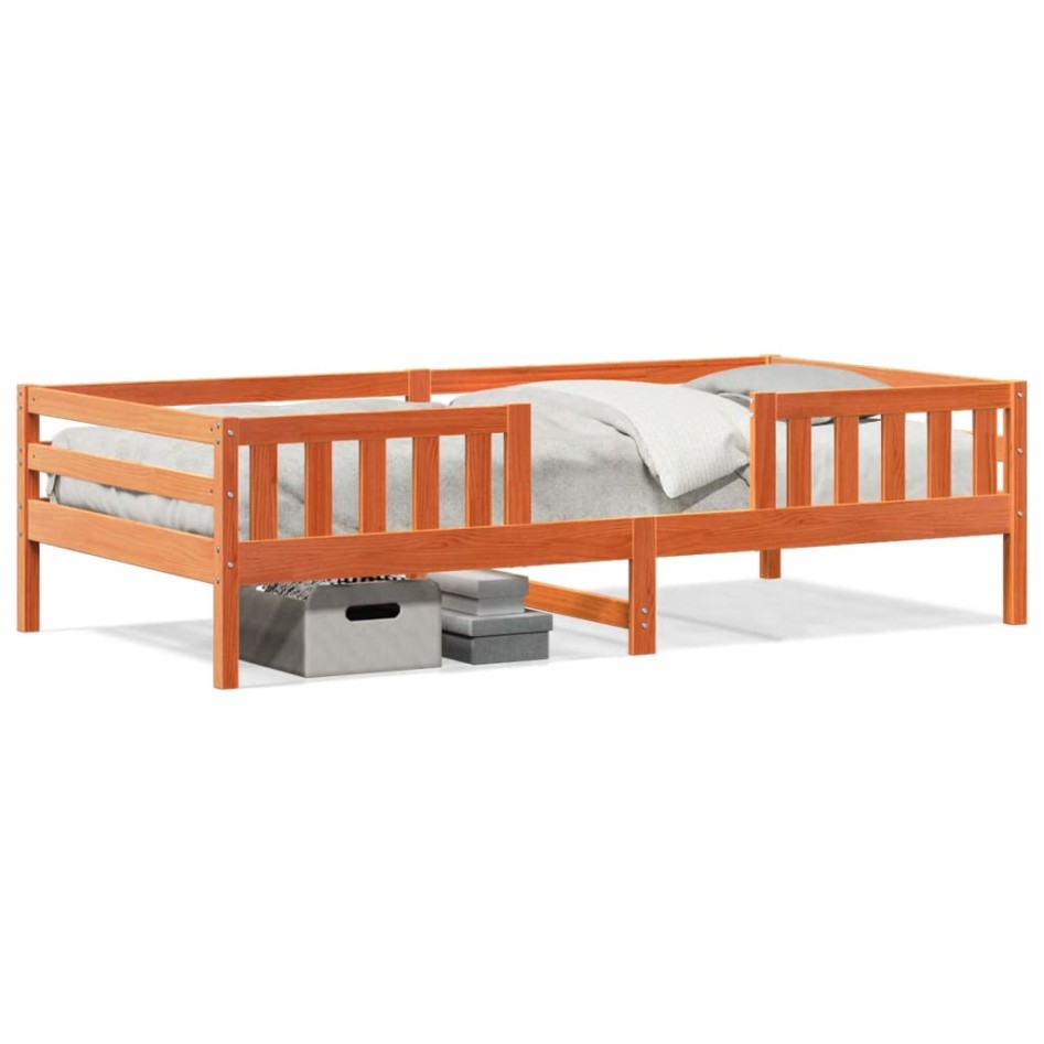 Estructura de cama sin colchón madera de pino marrón 90x200