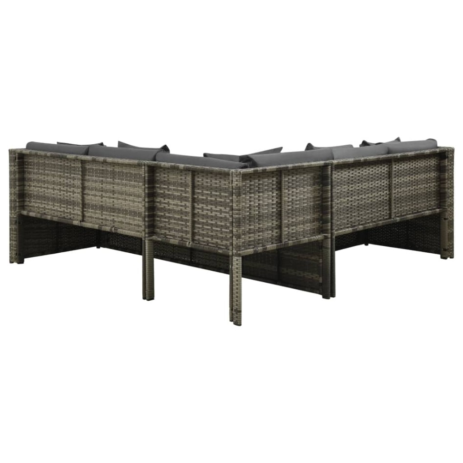 Set de sofás de jardín 4 piezas y cojines ratán sintético