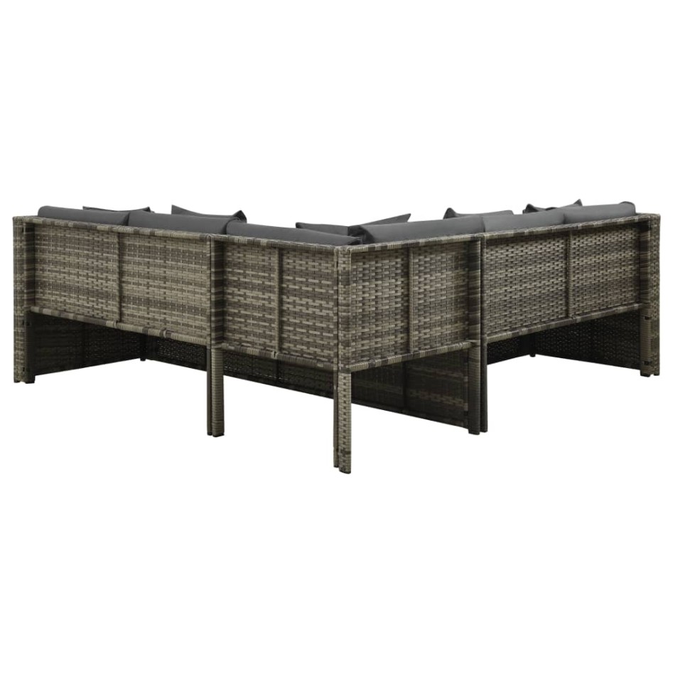 Set de sofás de jardín 4 piezas y cojines ratán sintético