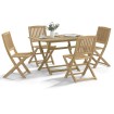 Juego de comedor de jardín 5 piezas madera maciza de acacia