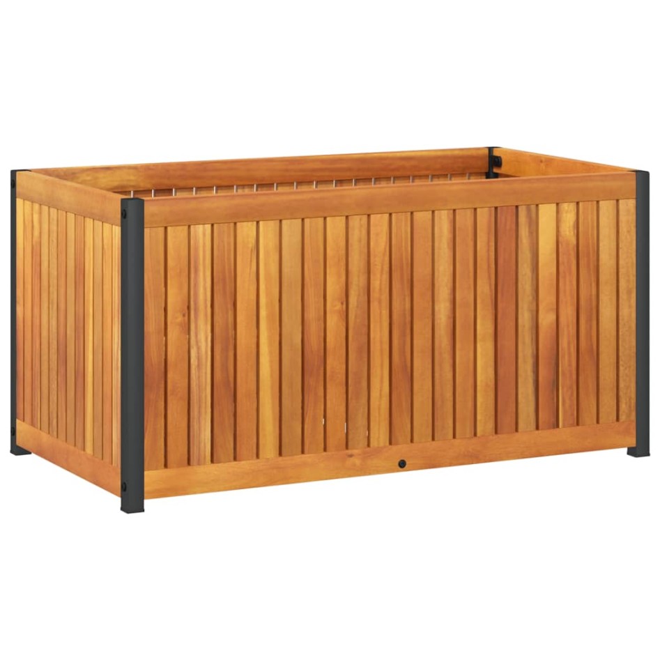 Jardinera de madera maciza de acacia y acero 85x45x44