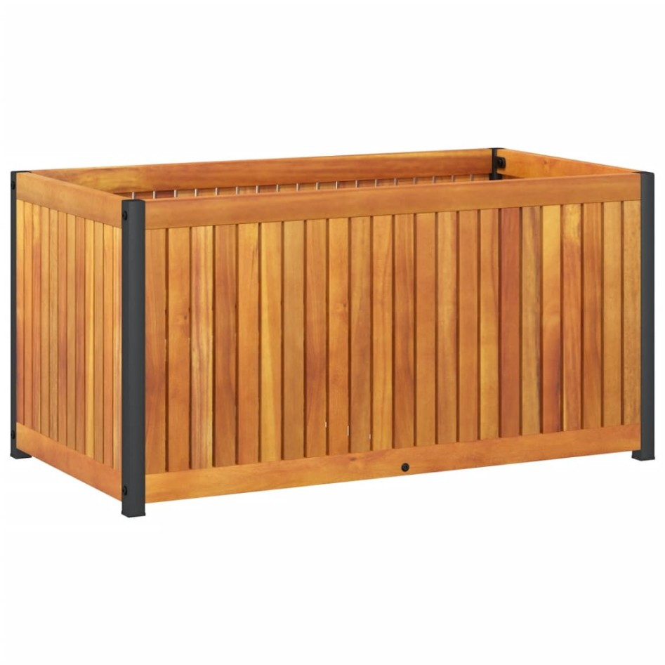 Jardinera de madera maciza de acacia y acero 85x45x44