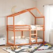 Cama litera con techo madera maciza pino marrón cera 90x190 cm