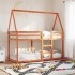 Cama litera con techo madera maciza pino marrón 90x200