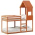Cama litera con techo madera maciza pino marrón 90x190
