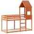 Cama litera con techo madera maciza pino marrón 90x190
