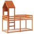 Cama litera con techo madera maciza pino marrón 90x190