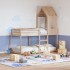 Cama litera con techo madera maciza de pino 80x200