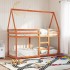 Cama litera con techo madera maciza pino marrón 90x190