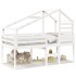 Cama alta con techo madera maciza de pino blanco 80x200
