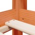 Cama alta con techo madera maciza de pino marrón cera 90x200