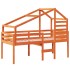 Cama alta con techo madera maciza de pino marrón cera 90x190