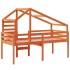 Cama alta con techo madera maciza de pino marrón cera 90x190