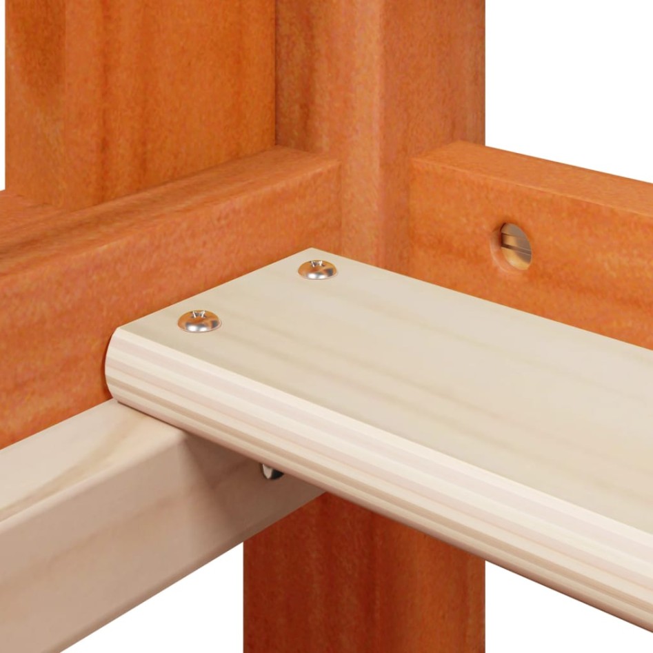 Cama alta con techo madera maciza de pino marrón cera 90x190