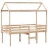 Cama alta con techo madera maciza de pino marrón cera 75x190