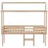 Cama alta con techo madera maciza de pino marrón cera 75x190