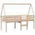 Cama alta con techo madera maciza de pino marrón cera 75x190