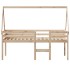 Cama alta con techo madera maciza de pino marrón cera 75x190