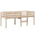 Cama alta con techo madera maciza de pino marrón cera 75x190
