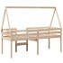 Cama alta con techo madera maciza de pino marrón cera 75x190