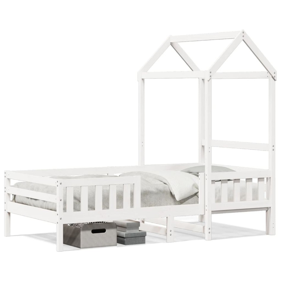 Estructura de cama con techo madera pino blanca 75x190