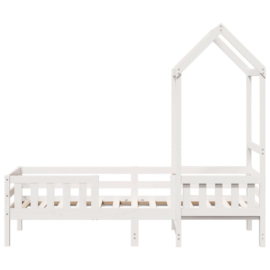 Estructura de cama con techo madera pino blanca 75x190