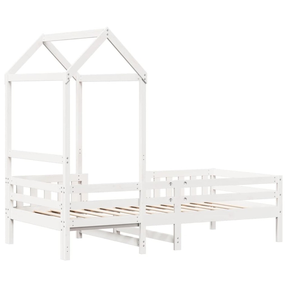 Estructura de cama con techo madera pino blanca 75x190