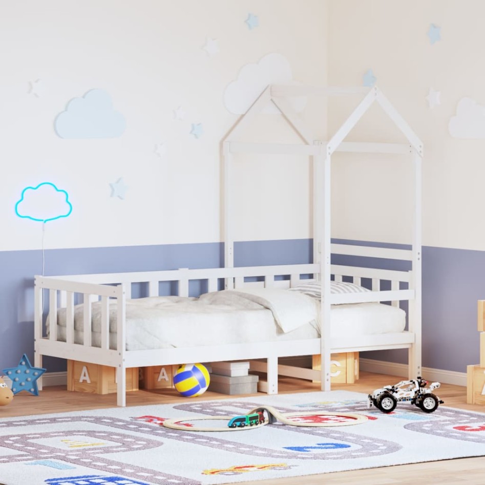 Sofá cama madera maciza de pino blanco 80x200