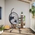Silla colgante huevo con soporte ratán y acero
